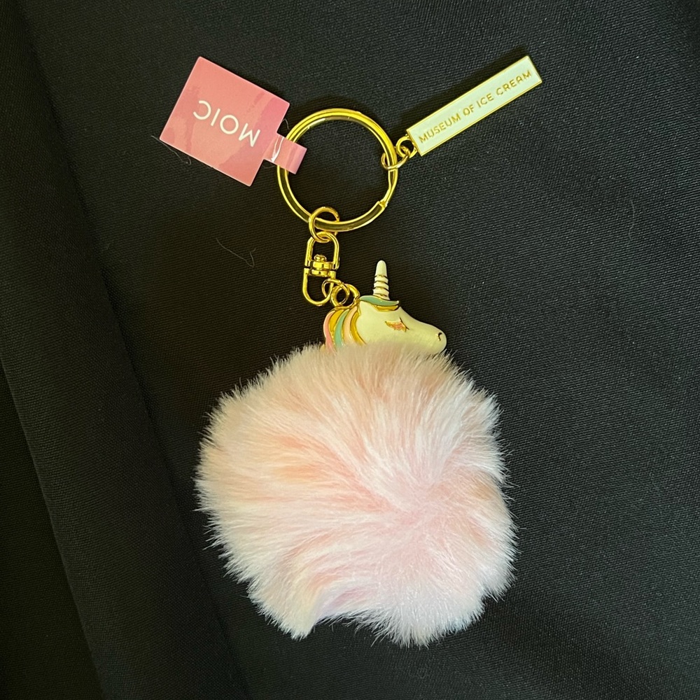 Unicorn Keychain Pink Pom Pom